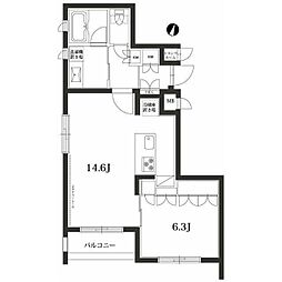 ガーデン都立大 1LDKの間取図画像
