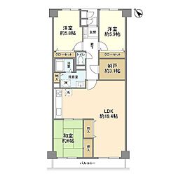 武蔵小杉ビューハイツ 3SLDKの間取図画像