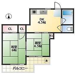 ザオーパークハイツ 2DKの間取図画像