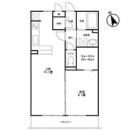 ヴィラ鷺沼 1LDKの間取図画像