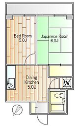ハイツ田中 2Kの間取図画像