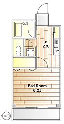 YMO弦巻 1Kの間取図画像