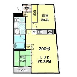パレロワイヤル弦巻 2LDKの間取図画像