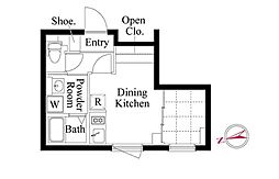 エクサム三軒茶屋IV 1DKの間取図画像