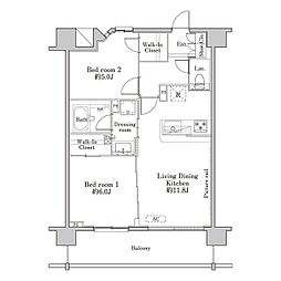 ブランシア梶ヶ谷 2LDKの間取図画像