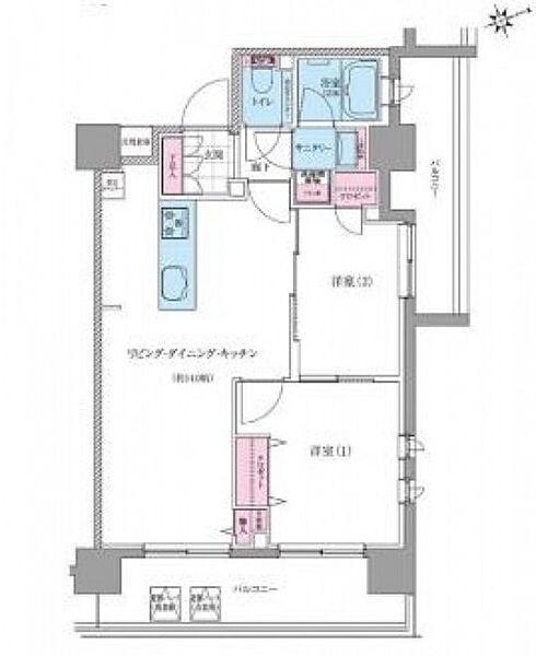 東京都世田谷区世田谷4丁目(賃貸マンション2LDK・7階・52.12㎡)の写真 その2