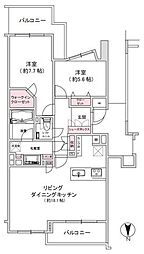 ディアナコート祐天寺 2LDKの間取図画像