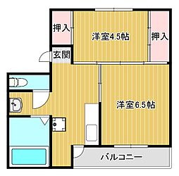 ヴィラナリー豊岡1号棟 2Kの間取図画像