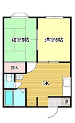 ストークフォーレストJ棟 2DKの間取図画像