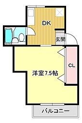 ウイズ高屋 1DKの間取図画像
