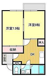 サンヴィレッジ2 2DKの間取図画像