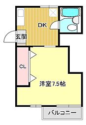 ウイズ高屋 1DKの間取図画像