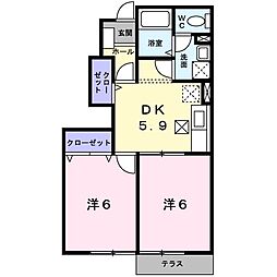 フロイラインアミィB 2DKの間取図画像