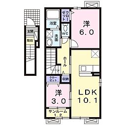 ルシェリアコリーナ 2LDKの間取図画像