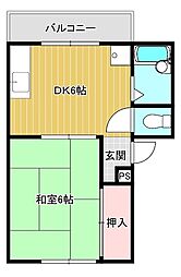 ハイツフォルテA 1DKの間取図画像