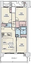 コスモ福島鷺洲パークビュー 3LDKの間取図画像