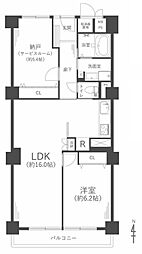 夕陽ケ丘スカイハイツ 2LDKの間取図画像