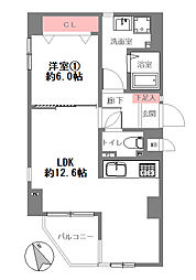 スワローハイツ北畠 1LDKの間取図画像