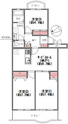 エメラルドマンション南津守A棟 3DKの間取図画像