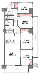 ファミールハイツ北大阪4号棟 4LDKの間取図画像