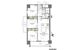 サニーハイム舟入 3LDKの間取図画像