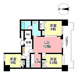 イトーピア豊田マンション 3LDKの間取図画像