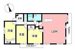 キングスコート豊田生駒 3LDKの間取図画像