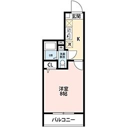 ヒルズ東町 1Kの間取図画像