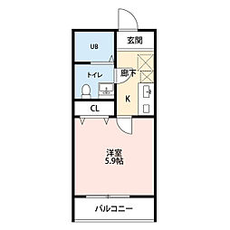 レガーロ菊名 1Kの間取図画像