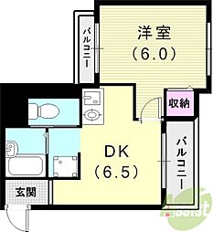グランパラッツオ 2階1DKの間取り