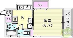 スミエール弐番館 3階1Kの間取り