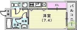アーバングリーン神戸元町 1Kの間取図画像