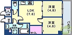 ロイヤルヒル神戸三ノ宮Part2 2LDKの間取図画像