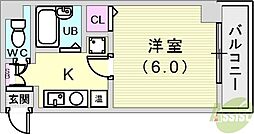ヒューネット神戸元町通 1Kの間取図画像