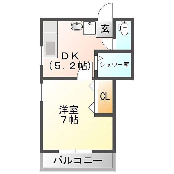 サンシャインキャッスル 304｜岐阜県岐阜市尼ケ崎町1丁目(賃貸アパート1DK・3階・25.90㎡)の写真 その2