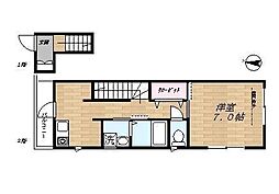 La casa del gato 2階1Kの間取り
