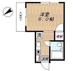 We249中井 1Kの間取図画像