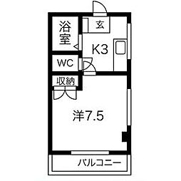 ハイコーポマイウェイ 1Kの間取図画像