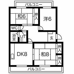 袖師寮 3LDKの間取図画像