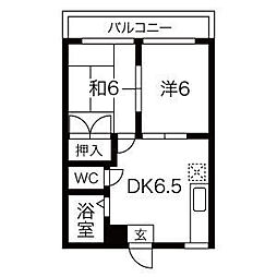 ヴェル・ドミール 2DKの間取図画像