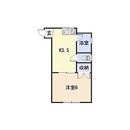 安西ハイツ 1Kの間取図画像