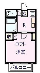 toujoura2 1Kの間取図画像