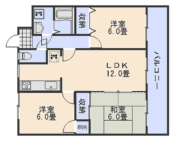 リベルテ中央 302｜広島県広島市佐伯区五日市中央５丁目(賃貸マンション3LDK・3階・59.40㎡)の写真 その2