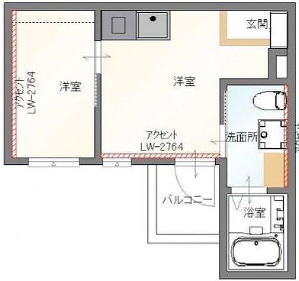 reve五日市 203｜広島県広島市佐伯区五日市５丁目(賃貸アパート1DK・2階・24.02㎡)の写真 その2