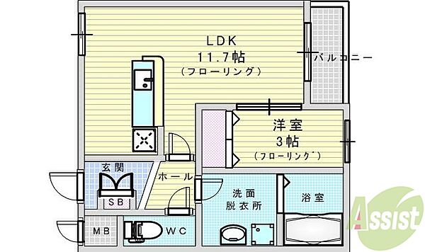 ペガサス 103｜大阪府豊中市利倉3丁目(賃貸アパート1LDK・1階・34.68㎡)の写真 その2