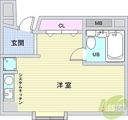 ロイヤルコート上池田 ワンルームの間取図画像