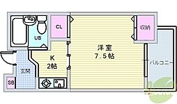 石橋パークヒルズ 1Kの間取図画像