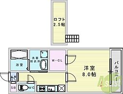 ラ・アンブル 1Kの間取図画像