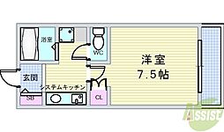 豊中東邦ハイツ 1Kの間取図画像