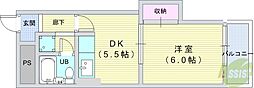 メゾンサプリーム 1DKの間取図画像